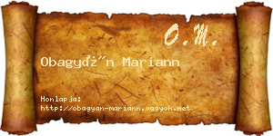 Obagyán Mariann névjegykártya